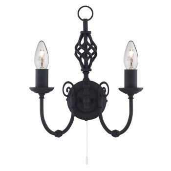 Svietidlá Searchlight - Zanzibar 2Lt Wall Light - Black Metal | KÓD: 3380-2