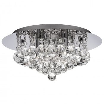 Svietidlá Searchlight - Hanna 4Lt Flush  - Chrome Metal & Clear Crystal | KÓD: 3404-4CC