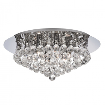 Svietidlá Searchlight - Hanna 6Lt Flush  - Chrome Metal & Clear Crystal | KÓD: 3406-6CC