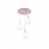 KIDS 3LT PINK CHANDELIER, METAL FRAME, ACRYLIC BEADS AND GLASS COLUMN