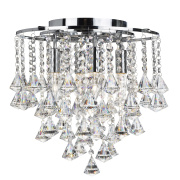 Dorchester 5Lt Pendant - Chrome, Crystal Buttons & Drops