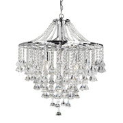 Dorchester 5Lt Pendant - Chrome, Crystal Buttons & Drops