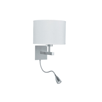 Svietidlá Searchlight - Hotel LED Dual Arm Wall Light - Satin Silver & Fabric Shade | KÓD: 3550SS