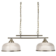 Bistro II 5Lt Pendant - Brass & Holophane Style Glass