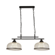 Highworth 5Lt Pendant - Matt Black & Holophane Style Glass