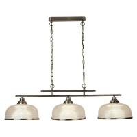Bistro II 3Lt Pendant-Antique Brass & Holophane Style Glass - 3593-3AB 3593-3AB