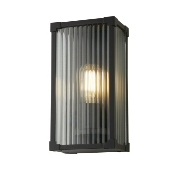 Svietidlá Searchlight - Cincinnati Outdoor Wall Lamp Aluminium, Clear ribbed glass | KÓD: 39340BK