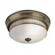 Edinburgh 2Lt Flush - Antique Brass & Glass, IP44