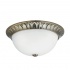 FLUSH - 2LT FLUSH, ANTIQUE BRASS, RIDGE DETAILED TRIM WITH FROSTED GLASS SHADE DIA 28CM