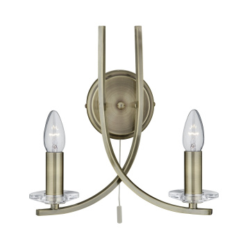 Svietidlá Searchlight - Ascona 2Lt Wall Light - Antique Brass Metal & Glass | KÓD: 4162-2AB