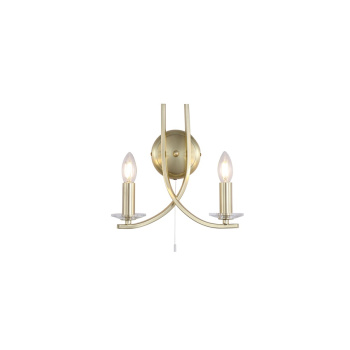 Svietidlá Searchlight - Ascona 2Lt Wall Light, Satin Brass Metal & Glass | KÓD: 4162-2SB