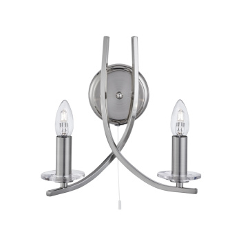 Svietidlá Searchlight - Ascona 2Lt Wall Light -
Satin Silver & Clear Glass Sconces | KÓD: 4162-2SS