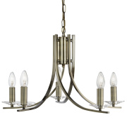 Ascona 5Lt Pendant - Antique Brass & Clear Glass Sconces