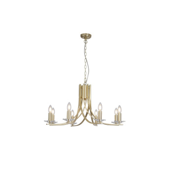 Svietidlá Searchlight - Ascona 8Lt Pendant, Satin Brass Metal & Glass | KÓD: 4168-8SB