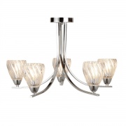 ASCONA II - 5LT CEILING S/FLUSH, ANTIQUE BRASS TWIST FRAME, CLEAR TWISTED GLASS SHADES