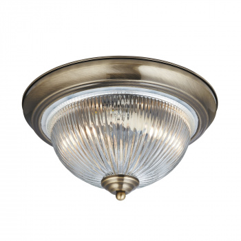 Svietidlá Searchlight - American Diner Flush -Antique Brass & Clear Glass | KÓD: 4370