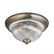 American Diner Flush -Antique Brass & Clear Glass