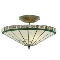 New York  2Lt Semi-Flush - Brass Metal & Stained Glass - 4417-17 4417-17