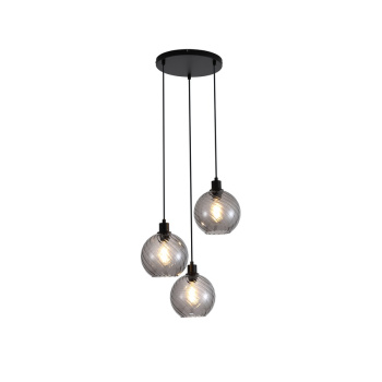 Svietidlá Searchlight - Radiance 3Lt Multi Drop Pendant, Black Metal and Smoked Glas | KÓD: 44520-3SM