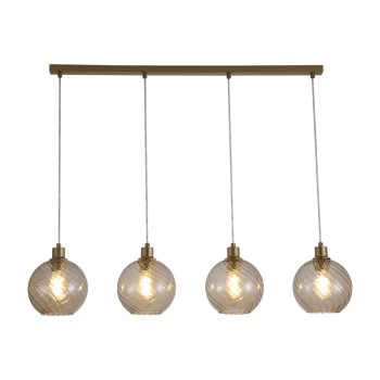 Svietidlá Searchlight - Radiance 4Lt Bar Pendant, Gold Metal and Champagne Glass | KÓD: 44520-4CP