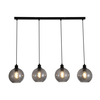Svietidlá Searchlight - Radiance 4Lt Bar Pendant, Black Metal and Smoked Glass | KÓD: 44520-4SM