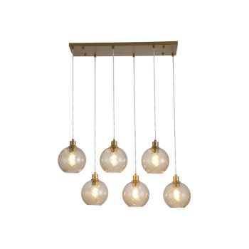 Svietidlá Searchlight - Radiance 6Lt Bar Pendant, Gold Metal and Champagne Glass | KÓD: 44520-6CP