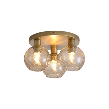 Svietidlá Searchlight - Radiance 3Lt Flush, Gold Metal and Champagne Glass | KÓD: 44521CP