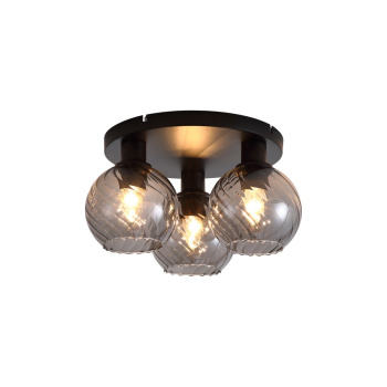 Svietidlá Searchlight - Radiance 3Lt Flush, Black Metal and Smoked Glass | KÓD: 44521SM