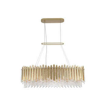 Svietidlá Searchlight - Spear 8Lt Diner Bar Pendant, Gold Metal with Clear Crystal | KÓD: 44711-8GO