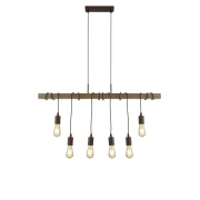 Barn 6Lt Pendant  - Wood & Black Metal