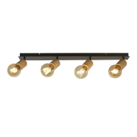 Spinny 4Lt Bar Spotlight - Wood & Matt Black Metal - 50211-4NA 50211-4NA
