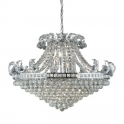 BLOOMSBURY 6LT CRYSTAL TIERED CHANDELIER, CHROME, CLEAR CRYSTAL DECO