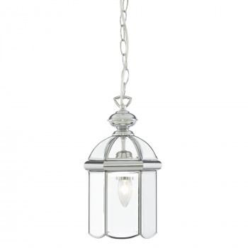 Svietidlá Searchlight - Bevelled Lantern Pendant  - Chrome Metal & Clear Glass | KÓD: 5131CC