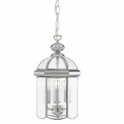 Bevelled Lantern 3Lt Pendant - Chrome & Glass