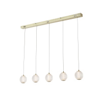Allure 5Lt Bar Pendant - Satin Brass Metal & Clear Acrylic - 51485-5SB 51485-5SB