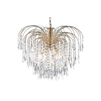 Waterfall 5Lt Pendant - Gold Metal & Crystal - 5175-5 5175-5