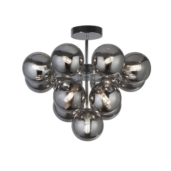 Svietidlá Searchlight - Berry 13Lt Semi-Flush - Chrome Metal & Smoked Glass | KÓD: 52131-13SM