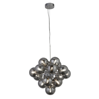 Svietidlá Searchlight - Berry 17Lt Pendant  - Chrome Metal & Smoked Glass | KÓD: 52131-17SM