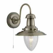 Fisherman II 3Lt Pendant- Antique Brass & Glass Shade