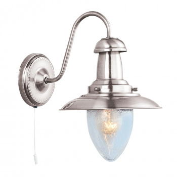 Svietidlá Searchlight - Fisherman II Wall Light - Satin Silver & Clear Seeded Glass | KÓD: 5331-1SS