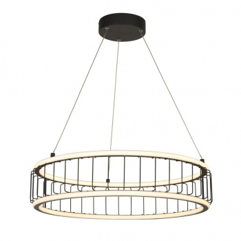 Svietidlá Searchlight - Circolo Cage Drum Pendant - Black Metal & White Silicon | KÓD: 54214-1BK