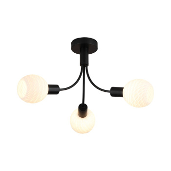 Svietidlá Searchlight - Nova 3Lt Ceiling Lamp, Black Metal with Frosted Glass Shade | KÓD: 54713-3BK