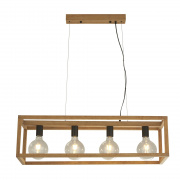 Square 4Lt Pendant - Wood & Black Metal