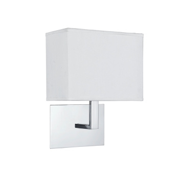 Svietidlá Searchlight - Hotel  Wall Light  - Chrome Metal & White Fabric Shade | KÓD: 5519CC