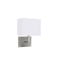Hotel  Wall Light  - Satin Silver Metal & White Fabric Shade - 5519SS 5519SS