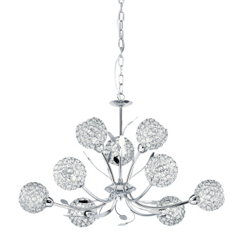 Svietidlá Searchlight - Bellis II 9Lt Pendant - Chrome & Clear Glass | KÓD: 5579-9CC