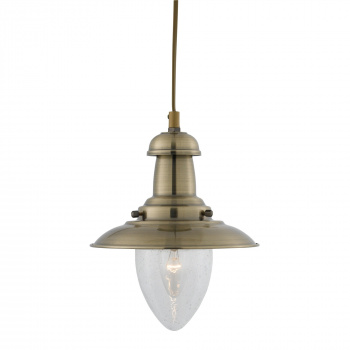 Svietidlá Searchlight - Fisherman Small Pendant - Antique Brass Metal & Glass | KÓD: 5787AB