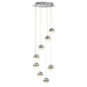 Svietidlá Searchlight - Marbles 8Lt Multi-Drop Pendant -  Chrome, Crushed Ice Shade | KÓD: 5848-8CC