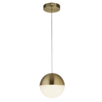 Marbles LED Pendant - Satin Brass Metal & Crushed Ice Shade - 5881SB 5881SB