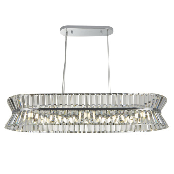 Svietidlá Searchlight - Uptown 10Lt Oval Pendant - Chrome Metal & Clear Crystal | KÓD: 59410-10CC